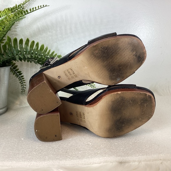 SOLE SOCIETY JEANNE LEATHER SLINGBACK BLOCK HEEL SANDALS BLACK SZ 6 - Picture 10 of 11